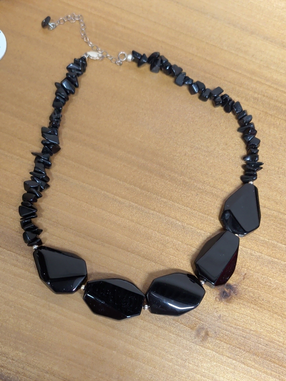 Vintage Black Faceted Stone Chip Statement Necklace - Women Jewelry